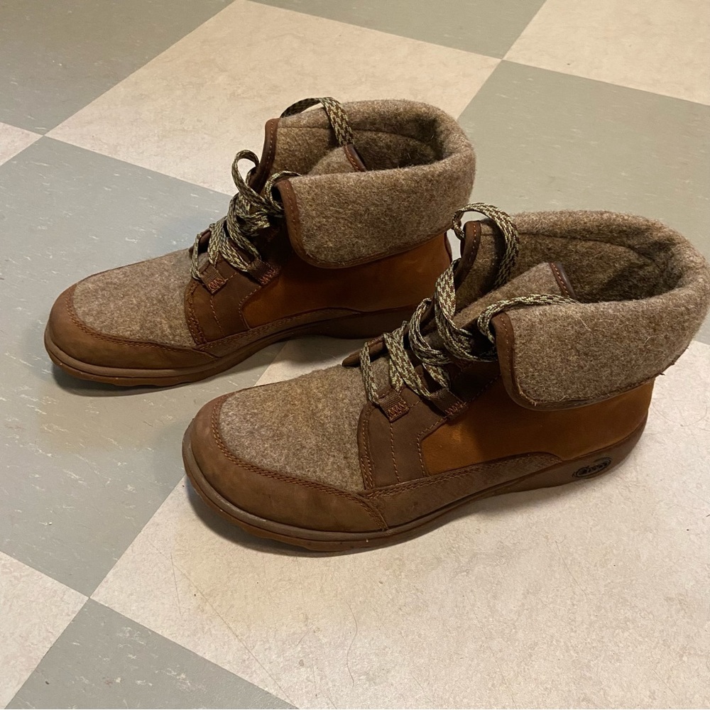Chaco Brown Wool-Trim Hiker Boots